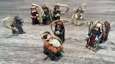 Nativity Scene Christmas Ornaments Resin In Miniature Set Of 9 Carved Look • $12.95