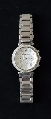 Michael Kors Silver Tone Watch MK5353 Crystal Bezel 7.25  Max Size New Battery • $24.99