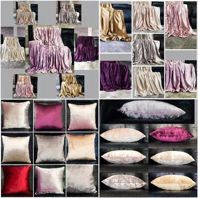 £7.99 • Buy Throw Over Bedspread Shiny Crushed Velvet Sofa Or Bed Cushion Cover 8 Colours