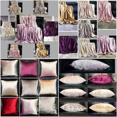 Throw Over Bedspread Shiny Crushed Velvet Sofa Or Bed Cushion Cover 8 Colours • £3.99