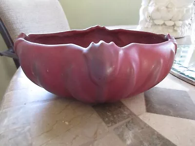 Vintage VAN BRIGGLE Art Pottery Tulip Bowl Vase In Mulberry With Flower Frog • $110