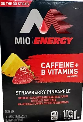 12 Boxed MiO Energy Strawberry Pineapple Drink Mix 10 On-the-Go Packets BB 4/21 • $59.99