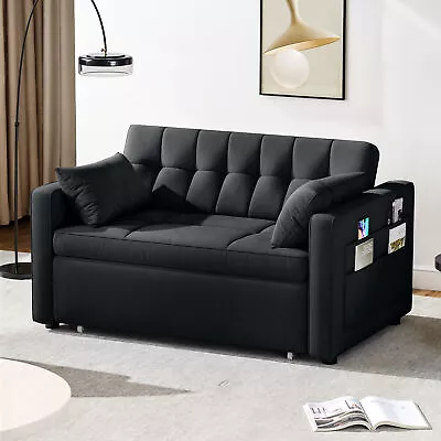 55  Convertible Sleeper Sofa Bed Loveseat Couch Pull-Out Bed Sofa With Pillows • $295.99