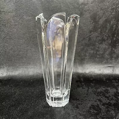 Vintage Mikasa Lead Crystal Six Sides Panels Petals 8 1/2  Vase Yugoslavia • $34.99