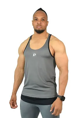 Men Bodybuilding Gym Stringer Vest Athletic Training Sports Tank Top Racer Back • £10.99
