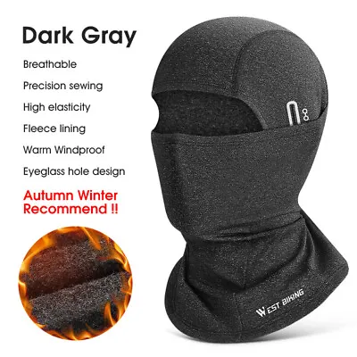 WEST BIKING Winter Sports Cap Hat Windproof Face Mask Balaclava Headgear Gray • $8.98