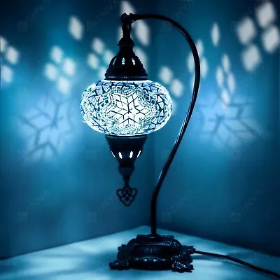 Turkish Moroccan Lamp Colorful Glass Mosaic Handmade Swan Neck Table Lamp Large • $55.79