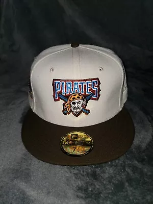 New Era 59 Fifty Pittsburgh Pirates Owl Ivory Brown Fitted Mens Hat Sz 7 3/4 New • $35.99