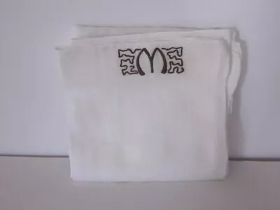 Vintage Mens Fine Quality Hand Rolled Madeira Cotton Monogram  M   Handkerchief • $9.95