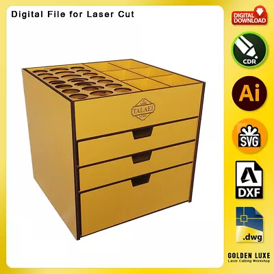 Organizer & Makeup Box MB002 DXF SVG CDR File Vector For Laser Cutting Machine • $3.29