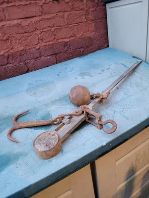 £39.99 • Buy Steelyard Weight Scales Butcher Meat Hook Hanging  Made 1934 Weighs Up To 250llb