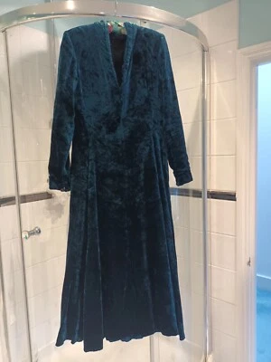 Fabulous Vintage Caroline Charles Full Skirt Deep Petrol Blue Velvet Gown.  • £35