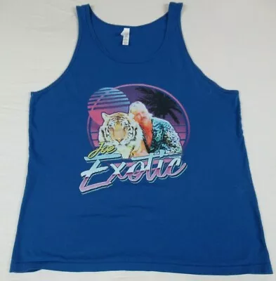 Tiger King Joe Exotic With Big Cat - Blue Medium Sports Tank Top - H125 • $6.99