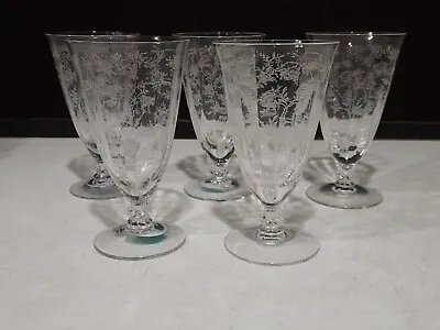 SET OF 5- Vintage Fostoria Chintz Etch 4 3/4  JUICE GLASSES • $69.99