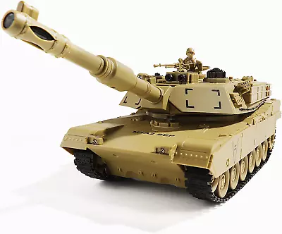 Remote Control Tank US M1A2 Abrams Tank Toy RC Vehicle Rotating Turret And Sound • $85.81