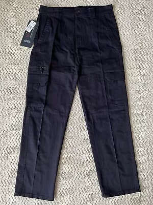 NWT Men's Vertical Sports Navy Blue Stretch Twill Cargo Pocket Pants SIZES 30-42 • $19.99