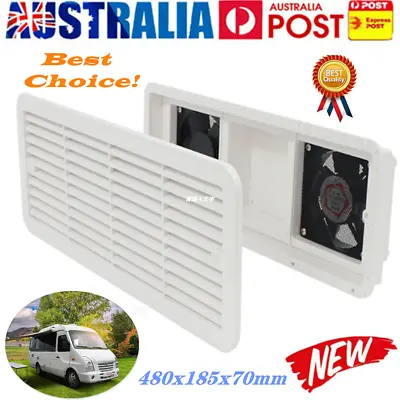 12V Caravan RV Dual Fridge Ventilation Fan Vent Intake Outtake 480mm White • $99.99