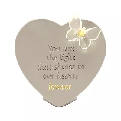 Forever - Solar Powered Light -Up Heart Memorial Plaque  Tribute Grave Ornament • £24.99