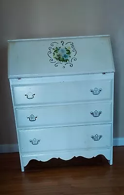 Antique White Drop Front Secretary Dresser/Desk 28  • $300