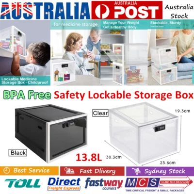 $41.99 • Buy Safety Medicine Lock Box Fridge Lockable Box Food Storage Childproof Home/Office