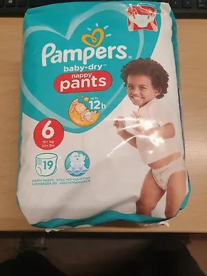 1 X Pampers Baby Dry Nappy Pants Disposable Cotton Size 6 Pack Of 19-JUST £6.99 • £6.99