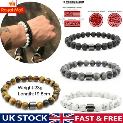 Hematite Gemstone Bracelet Bead Chakra Natural Stone Stretch Reiki For Men Women • £3.99