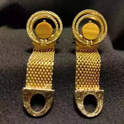 Vintage Double Ring Gold Tone Mesh Wrap Cuff Links • $14