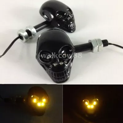 2x Motorcycle Skull LED Turn Signal Light For Suzuki Boulevard C50 C90 M50 M90 • $13.80