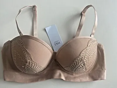 Lovely BNWT M&S Fudge Lace Padded Push Up Multiway Strapless Bra 32B - 38DD • £15