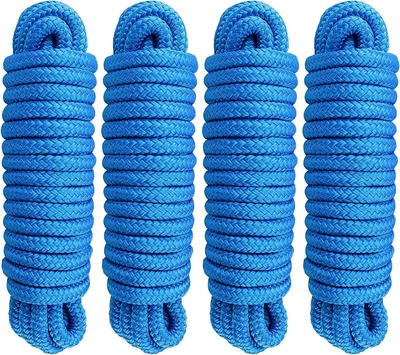 $29.99 • Buy 4Pcs 1/2In 25FT Eyelet 15  Double Braid Nylon Dock Line Mooring Rope Marine Boat
