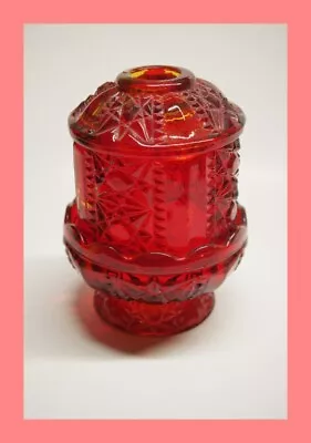 6.5  Vintage RUBY RED Flash Painted Indiana Glass Fairy Lamp Light • $32.95