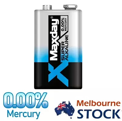 2pcs Genuine Maxday 9V Alkaline Battery 6LR61 More Power Alarm Batteries AU   • $7.97