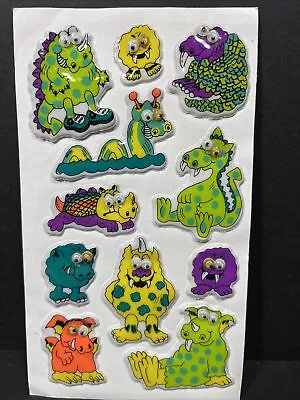 Vintage Puffy Vinyl Stickers Monsters Google Eyes • $28