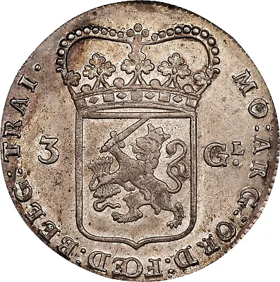 1786 Netherlands Silver 3 Gulden Pcgs Au Details Utrecht Mint Km103 • $299.99