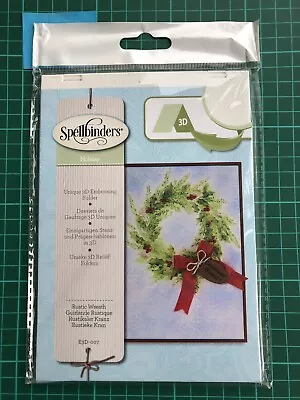 £5 • Buy Spellbinders RUSTIC WREATH Holiday Embossing Folder Xmas E3D-007