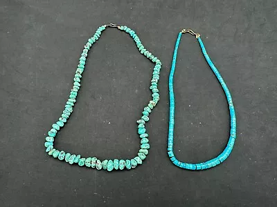 Lot Of 2 Vintage Native American Turquoise Nugget & Heishi Necklaces • $199.99