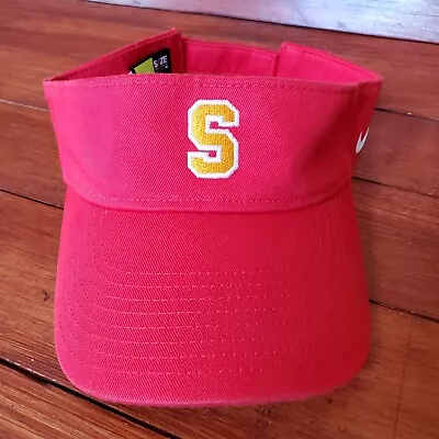 Vintage Nike Stanford Visor Hat Cap Adult Dri-Fit Red Golf Tennis Running • $18.95