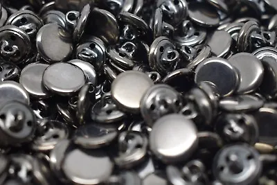 M216-12mm 10pcs Baby FLAT Metal Italian Buttons-BLACK GUNMETAL- Shirt Dress Sew • £3.90