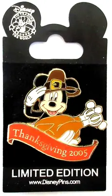 Walt Disney World Thanksgiving 2005 Pin Pilgrim Mickey Holding A Turkey - Le 500 • $28.79