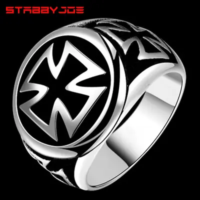 Stabbyjoe Mens Stainless Steel Iron Cross Biker Ring Solid Size 7-15 Usa • $12.99