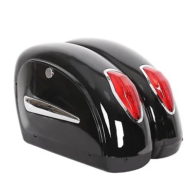 Motorcycle Side Box Luggage Hard Saddle Bags W/lights For Honda Harley Yamaha • $82.99