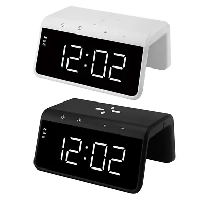 $55 • Buy USB 5V 10W QI Wireless Charger Night Light W/Dual Alarm Clock For Smartphones 