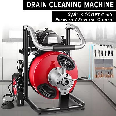 100FT Electric Drain Cleaner Pipe Snake Auger Cleaning Machine W/ Cutters+Gloves • $335.50