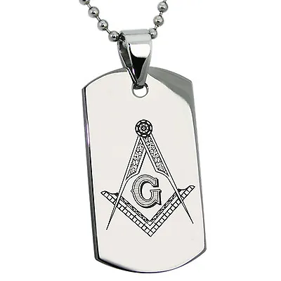 Stainless Steel Freemasons Masonic Floral Design Dog Tag Necklace Or Keychain • $20