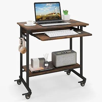 Home Office Computer Desk Mobile Writing Desk Workstation Rolling Laptop Desk • £47.95