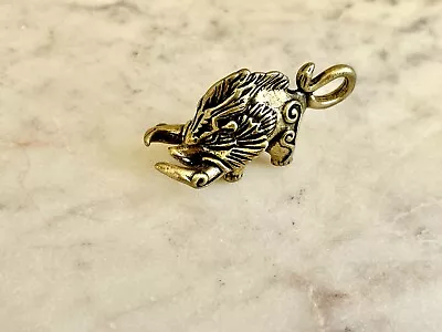 £12 • Buy Nordic Wild Boar Charm In Solid Brass, Wild Pig Figurine 