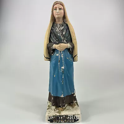 £24 • Buy Vintage French Religious Icon Chalkware Figure Of Saint Bernadette, Lourdes