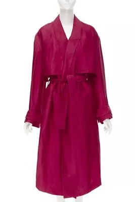 HAIDER ACKERMANN Fuschia Pink Linen Rayon Flap Layered Robe Coat FR34 XS • $498