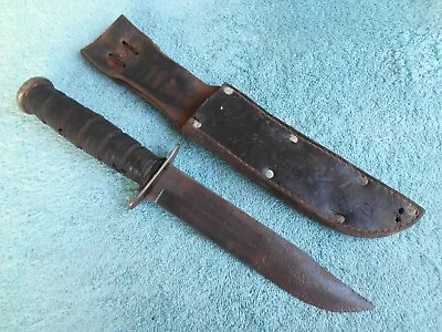 Vintage Military Fixed Blade Knife & Sheath 12  Long • $59.95