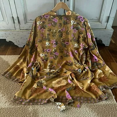 L New Boho Floral Kimono Belted Kimono Tunic Top Vtg 70s Insp Duster NWT LARGE • $64.50